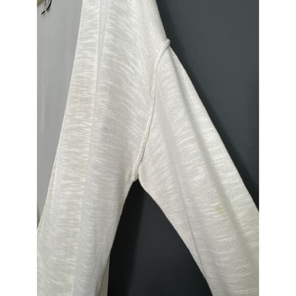 Guess Ivory Lightweight Sheer Back Deep V Cardigan Sweater Size Small - Picture 5 of 10